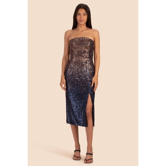 💕TRINA TURK💕 Stella Dress ~ Supernova Sequin Moonstone/Midnight Ombre 8 NWT - Picture 3 of 16